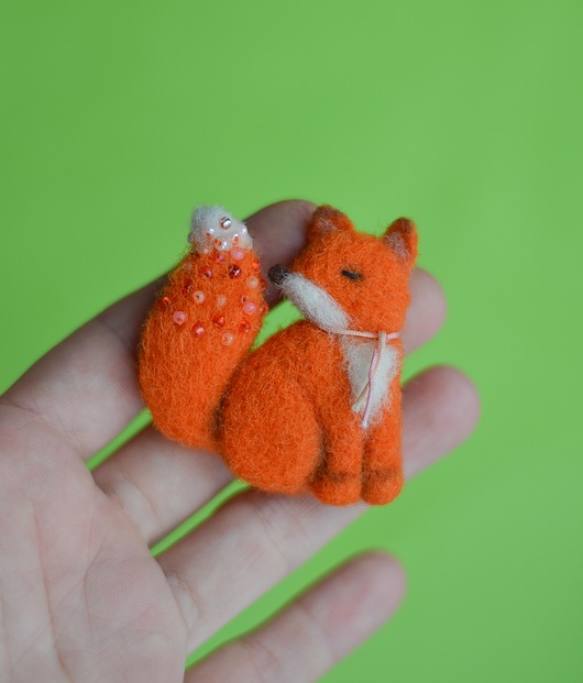 broszki Broszka z wełny - lisek, fox