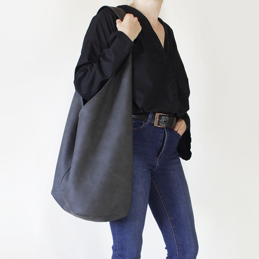 Short Boogi Bag grafitowa / torebka hobo / boho hairoo
