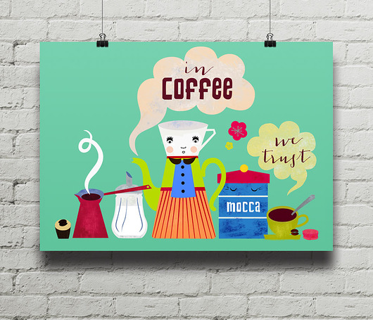 In Coffee We Trust - plakat kuchenny art giclee minimalmill