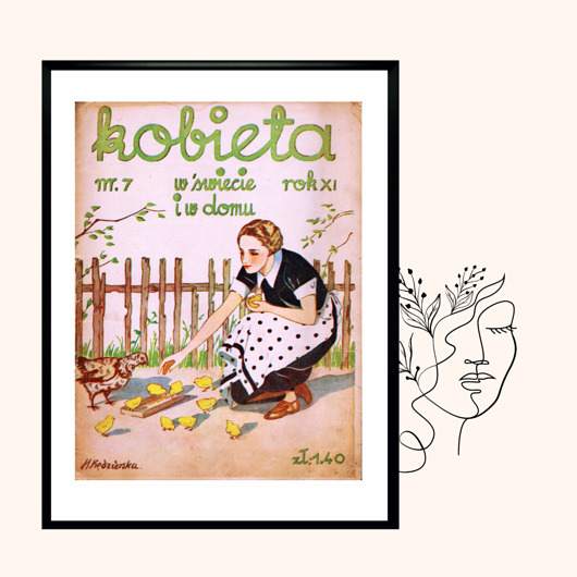 grafiki i ilustracje Okładka czasopisma Kobieta w domu i w świecie, aut. Hanna Kędzierska 1935