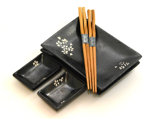 komplet ceramiki do sushi Sakura black dla 2 os. EDO ART FOOD