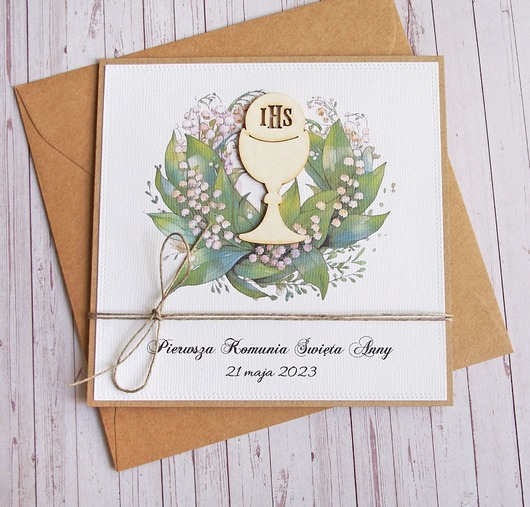kartki na komunię Kartka, PERSONALIZACJA : konwalie : I Komunia Święta : KONWALIE : IHS
