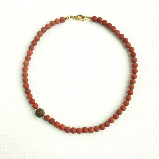 kolie Agat z druzą i jaspis królewski Naszyjnik z detalem