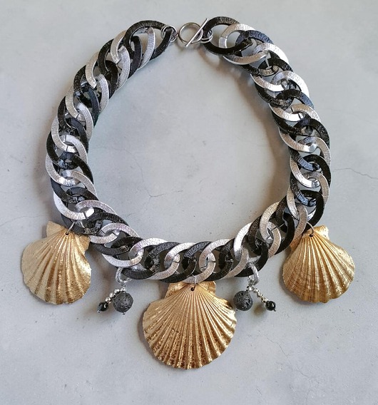 kolie UNIKATOWY designerski naszyjnik z prawdziwych muszli