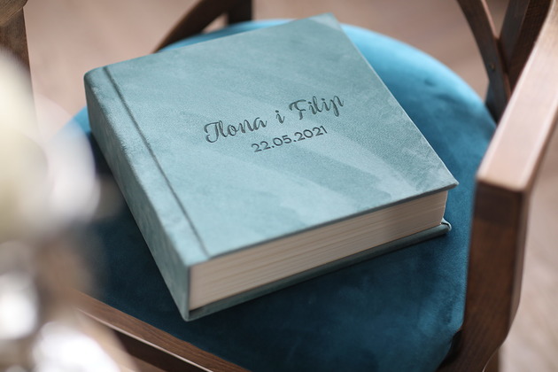 notatniki i albumy Album ślubny 24 x 24, zamszowa miętowa okładka