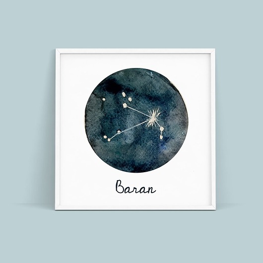 Plakat Znak Zodiaku Baran - kwadratowy trochę na ścianę