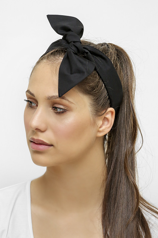 opaski do włosów Czarna opaska wiązana z bawełny