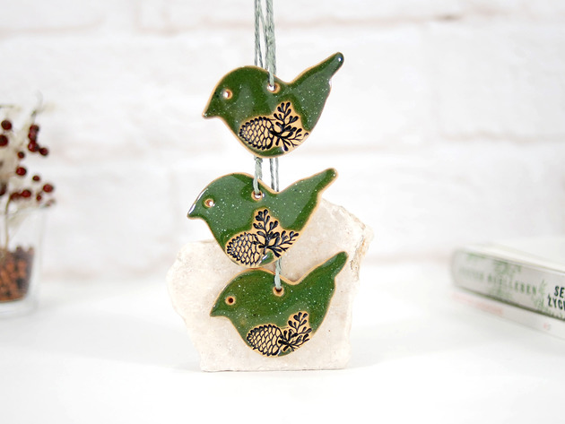 3 ceramiczne dekoracje wielkanocne - ptaszki 10FingersArt