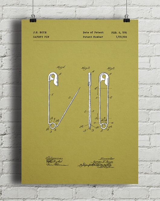plakaty Plakat Agrafka - patent - rysunek techniczny