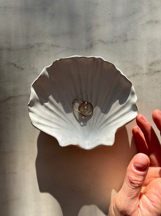 pojemniki na biżuterię Handmade Muszelka na Biżuterię Ceramiczna Rustic White Fluff