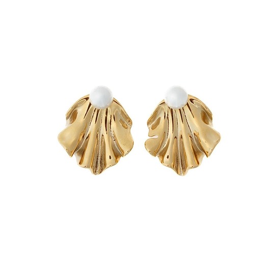 kolczyki - inne Pozłacane kolczyki muszla z Perłą