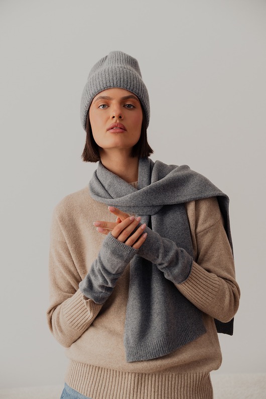 rękawiczki damskie Mitenki Merino & cashmere szare
