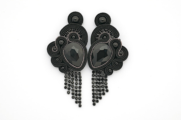 kolczyki soutache czarne kolczyki soutache