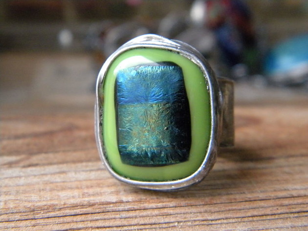 pierścionki srebrne Roman Ancient Ring ;) szkło dichroiczne