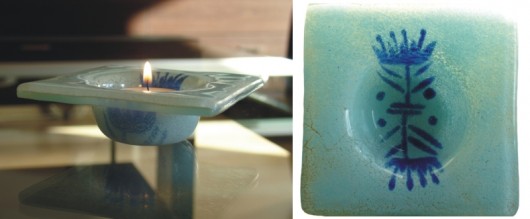 świecznik z motywem ludowym Borowska Glass Design