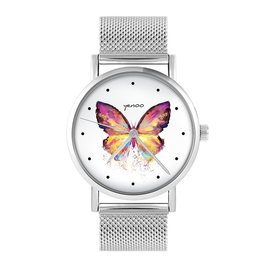 zegarki damskie Zegarek - Motyl - bransoleta mesh