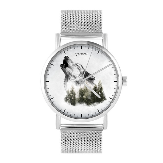 zegarki unisex Zegarek - Wilk - bransoleta mesh