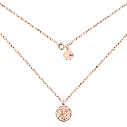 złote naszyjniki Masywny łańcuszek z monetą z różowego złota