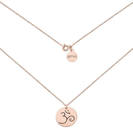 złote naszyjniki Medalion z różowego złota z symbolem OM