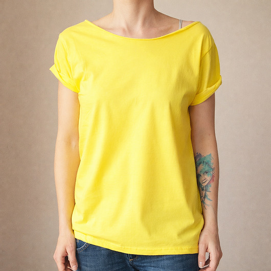t-shirt damskie Żółty oversize bez nadruku