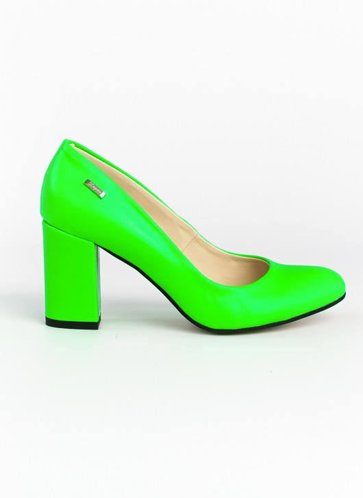czółenka damskie CZÓŁENKA - SKÓRA NATURALNA - MODEL 042 - ZIELONY NEON