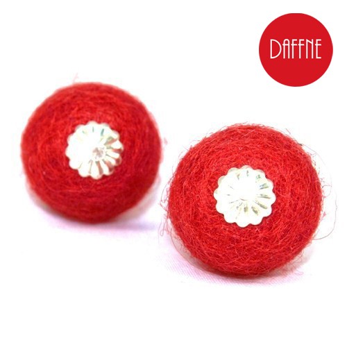 Kolczyki Red Felt Balls LOVINA PRINTS