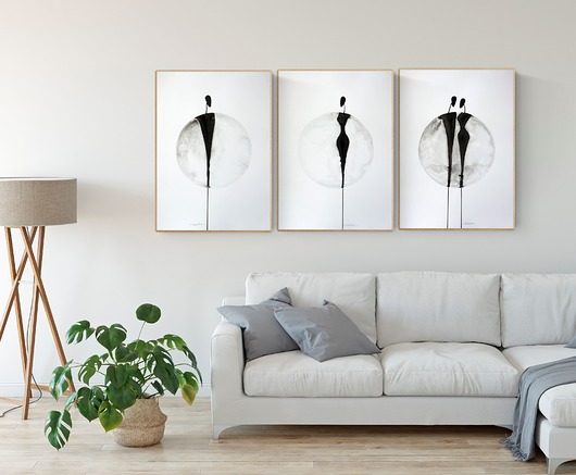 Zestaw 3 grafik 50x70 abstrakcja minimalizm Krystyna Siwek Art