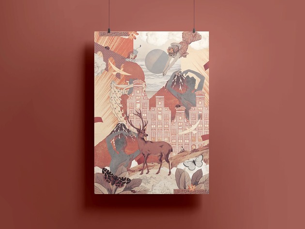 grafiki i ilustracje Plakat - kolaż - Merging Realms - A4