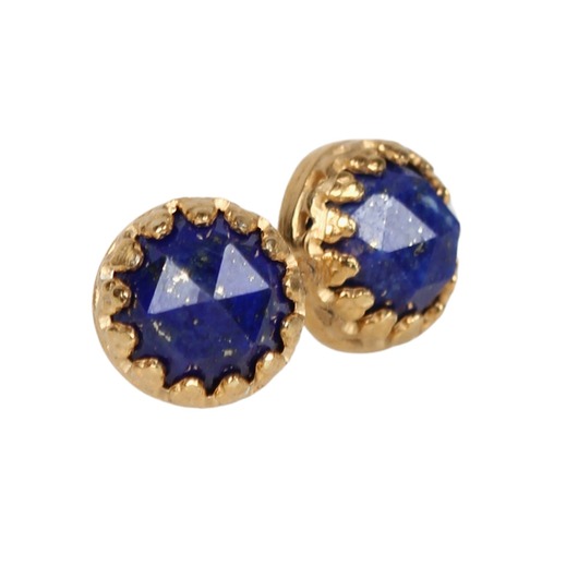 kolczyki pozłacane Kolczyki złote sztyfty Petite z lapisem lazuli