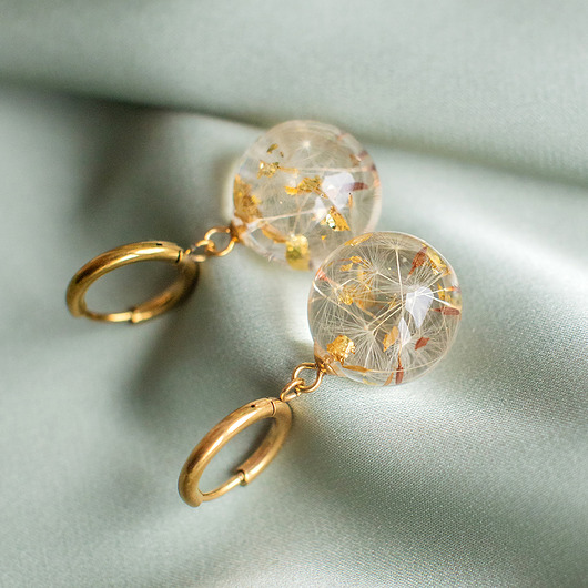 kolczyki z żywicy Kolczyki z rzęsek dmuchawca