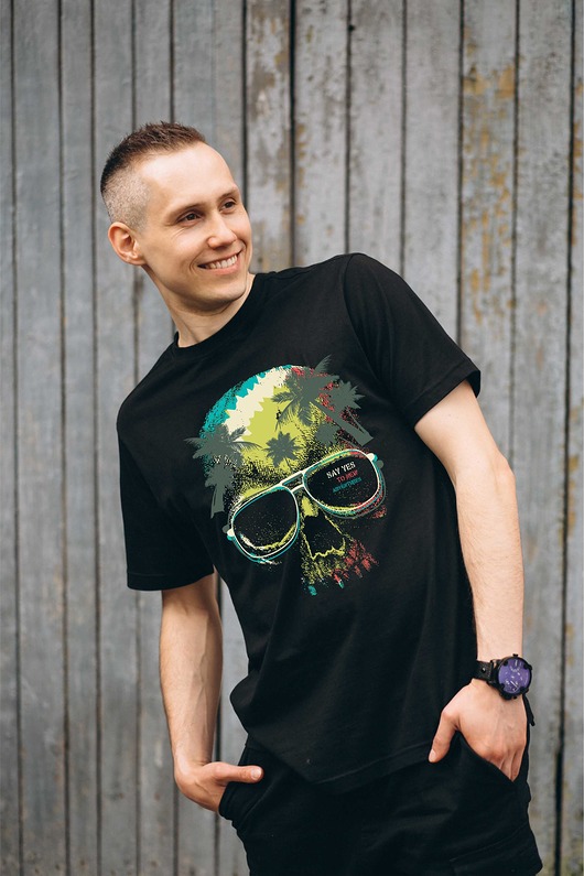 Koszulka organiczna z nadrukiem Summer Skull ART ORGANIC