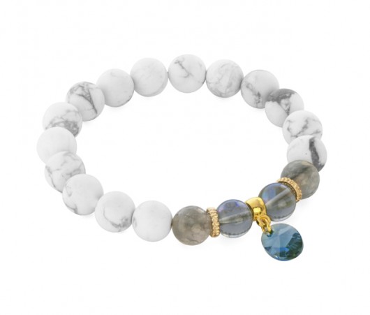 Howlite with kryształ Swarovski pendant. Lavoga
