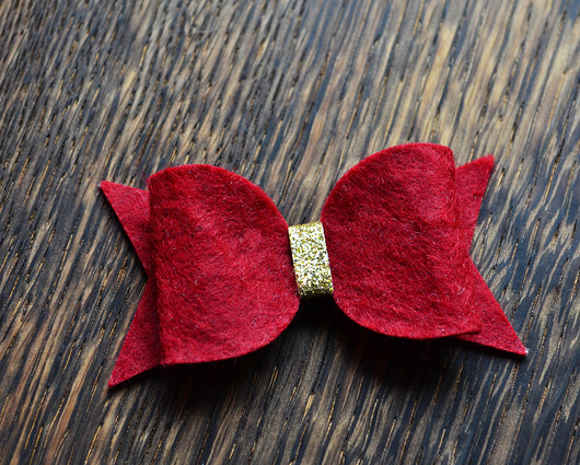 FairyBows spinka bordowa kokardka + złoto FairyBows