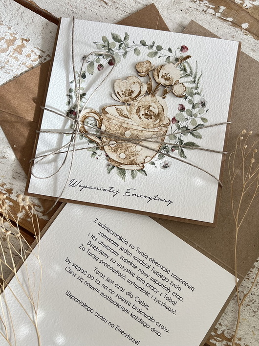kartki scrapbooking Podziękowanie za współpracę - Kartka ręcznie robiona z okazji emerytury