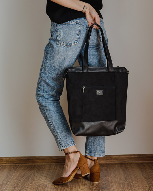 torby na ramię Damska torebka tote bag tkanina zamszowa
