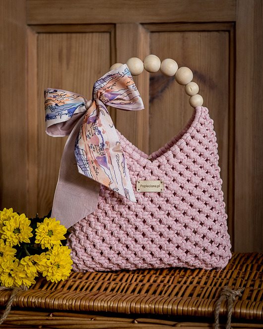 torby na ramię Makramowa torebka Mini Bag jasny róż