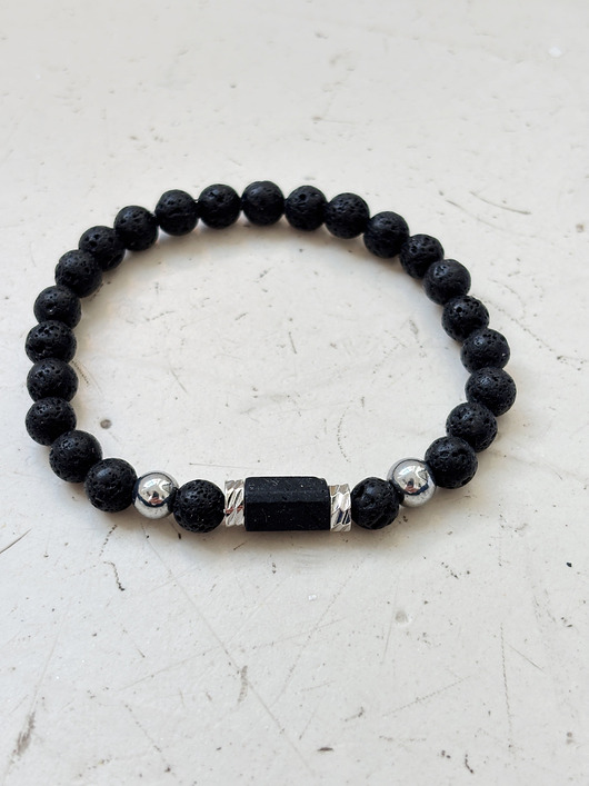 biżuteria męska Bransoletka męska Lawa i Turmalin