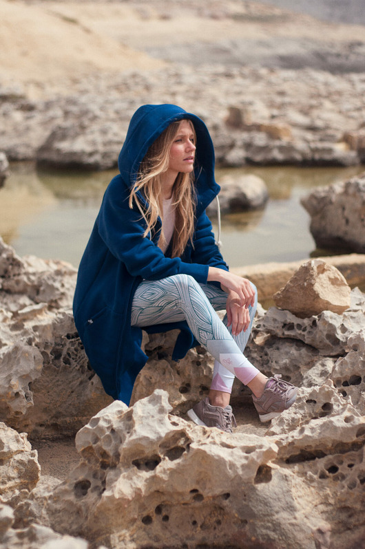 bluza z kapturem damska Bluza rozpinana LUZAK granatowy