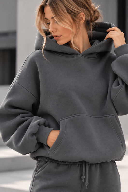 bluza z kapturem damska Bluza - 330 GSM Grafit