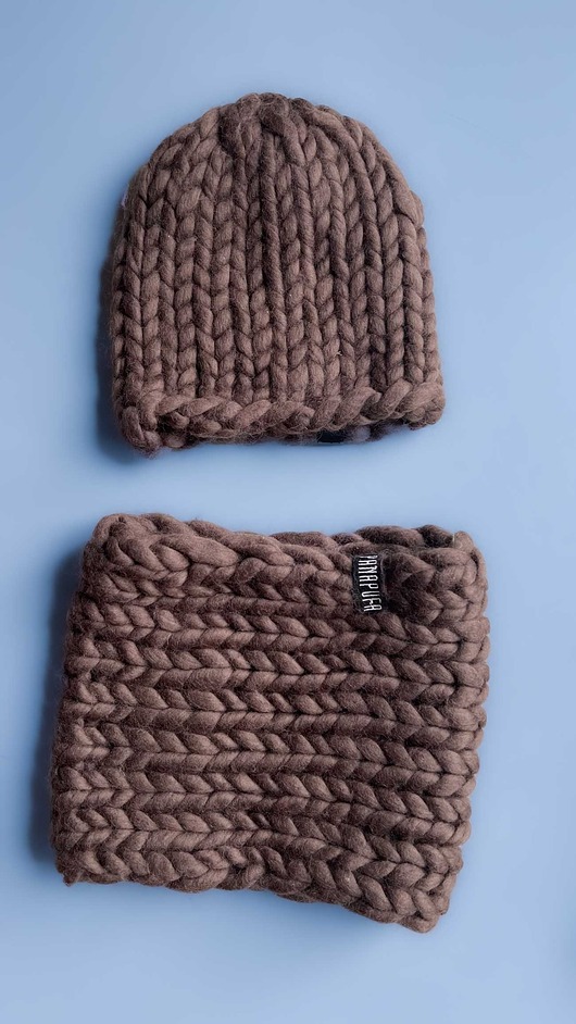 czapki damskie Zestaw czapka i Komin 100% merino