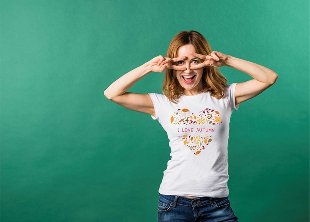 t-shirt damskie Koszulka organiczna z nadrukiem I love autumn