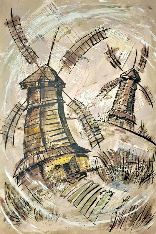 grafiki i ilustracje Wiatraki Suzdal. Rosja