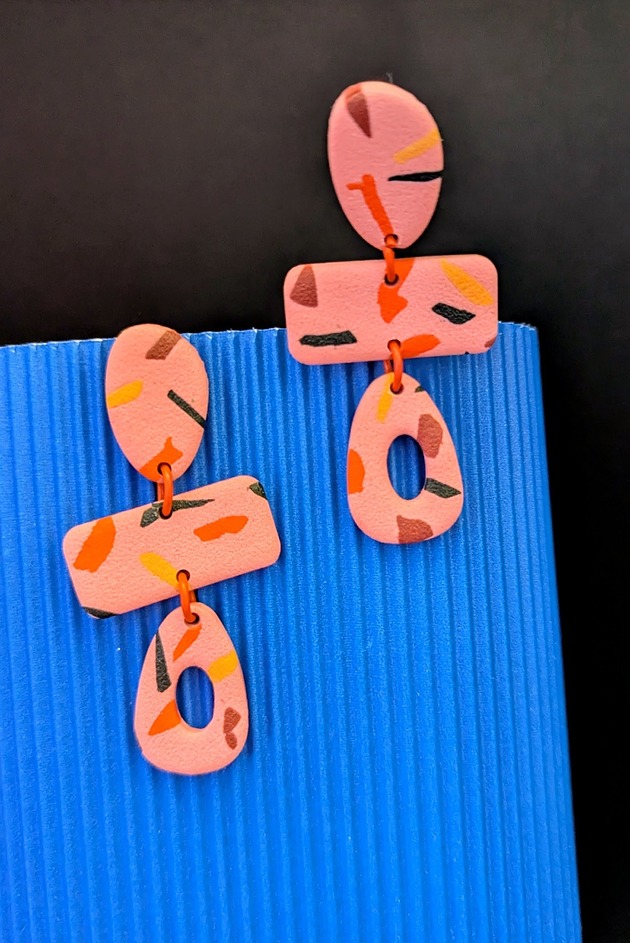 kolczyki z masy plastycznej Kolczyki wiszące arbuzowe