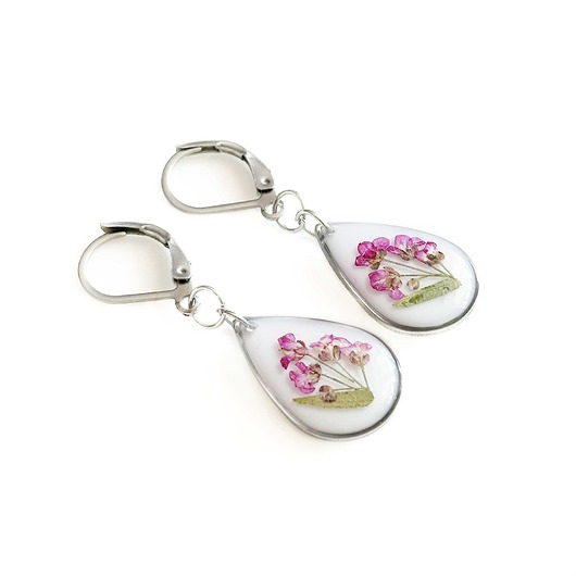 kolczyki z żywicy Kolczyki ze smagliczką, prezent dla kobiety