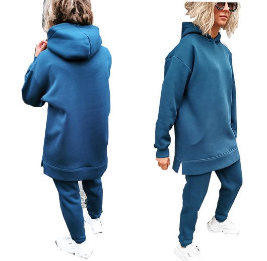 komplety damskie S030 PETROL CIEPLUTKI Z DŁUGĄ BLUZĄ OVERSIZE