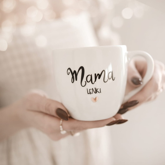 kubki Kubek 300 ml - Mama + Imię ZŁOTE SERCE
