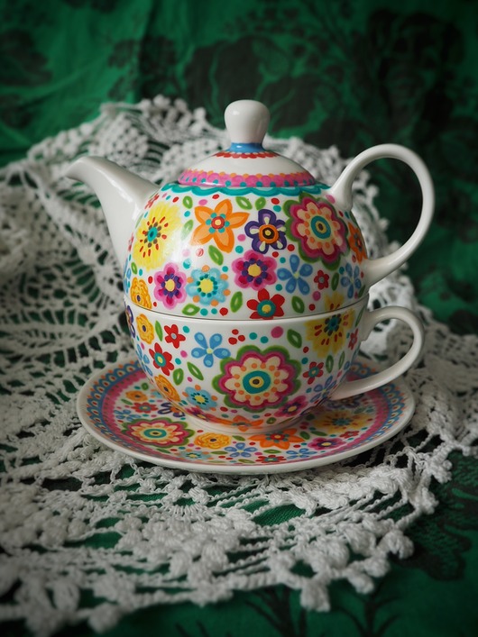 filiżanki Zestaw czajniczek z filiżanką FOLK