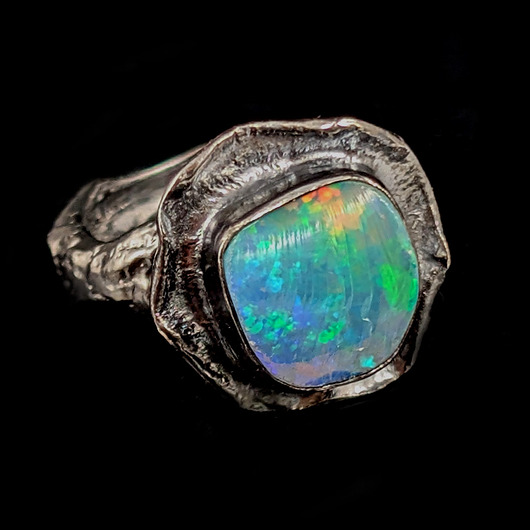 pierścionki srebrne Pierścionek Tęczowe okienko w opalu