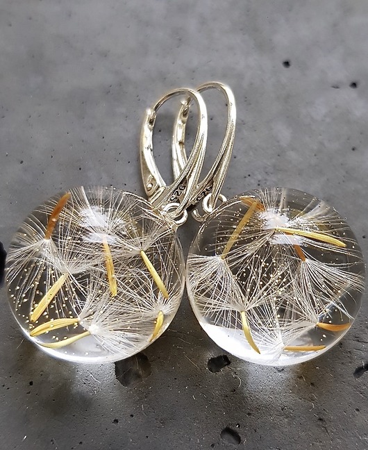 Kolczyki srebrne z nasionami dmuchawca Grol Jewellery