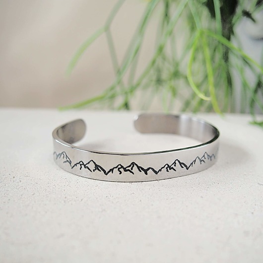 bransoletki srebrne Bransoletka Góry szeroka 10 mm